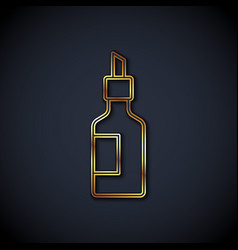 Gold Line Bottle Of Olive Oil Icon Isolated