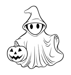 Halloween Ghost Line Art For Coloring Book Page