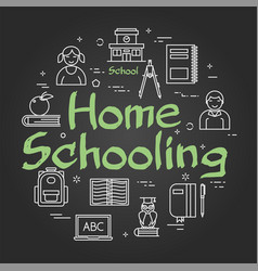 Line Black Round Concept Home Schooling