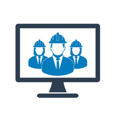 Online Engineering Team Icon Flat Style