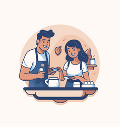 Coffee Shop Concept In Flat Style Man And Woman