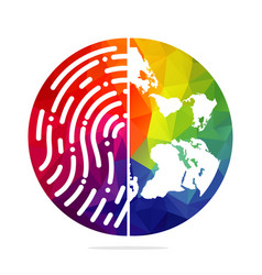 Fingerprint With Globe Logo Design