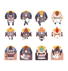 Sitting Business People Top View Office Employees