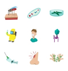 Symptoms Of Malaria Icons Set Cartoon Style