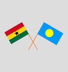 Crossed Flags Of Ghana And Palau Official Colors