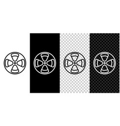 Set Line Film Reel Icon Isolated On Black And