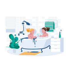 Two Girls Taking Bubble Bath Together