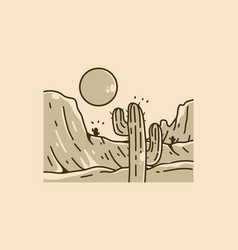 Vintage Of Cactus On The Desert