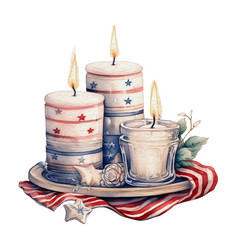 Watercolor 4th Of July Independence Day Candles