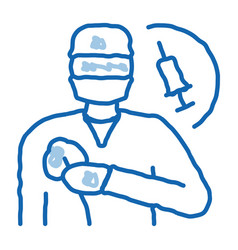 Anesthesiologist Medical Worker Doodle Icon Hand