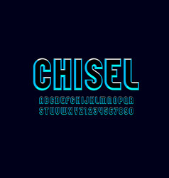 Blue Facet Font Colored Alphabet From Chiseled