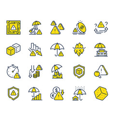 Risk Management Line Icons Safety Umbrella