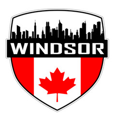 Windsor Skyline Silhouette Canada Flag Travel Logo