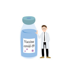 A Man In White Coat With Coronavirus Vaccine