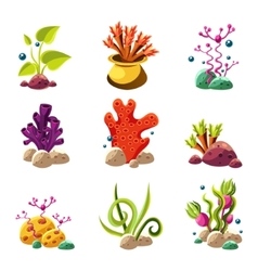 Cartoon underwater plants and creatures Royalty Free Vector