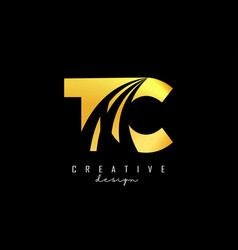 Golden Letters Tc T C Logo With Leading Lines