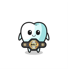 Mma Fighter Tooth Mascot With A Belt