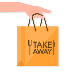 Take Away Bag In Flat Style Coffee Shop Logo