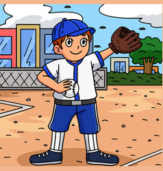 Baseball Boy Pitcher Colored Cartoon