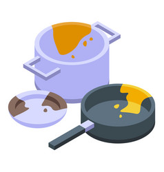 Dirty Dishes Icon Isometric Kitchen Dish