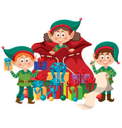 Elves Cartoon Character With Christmas Present