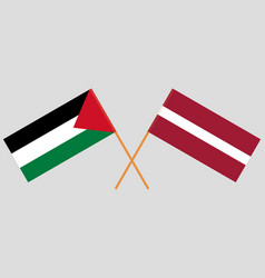 Crossed Flags Of Palestine And Latvia