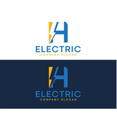 H Electric Letter Logo Design With Lighting Thunde