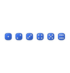 3d Realistic Blue Game Dice Icon Set