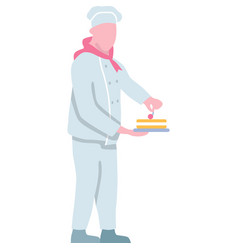 Baker Chef Holding Cake Icon Isolated