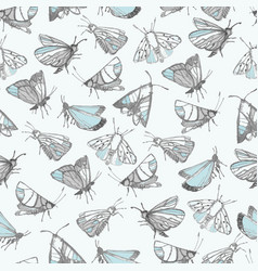 Seamless Pattern With Fantasy Moths Butterflies