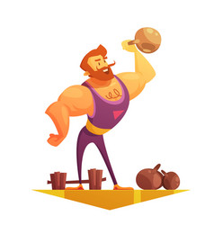 Traveling Circus Strongman Cartoon Retro Icon