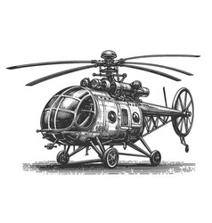 Vintage Helicopter Engraving