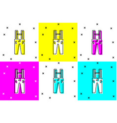 Set Pants With Suspenders Icon Isolated On Color