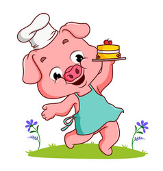 Chef Pig Is Holding A Cake