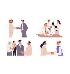 Handshakes Of Business People Set Partners