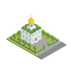 Isometric Orthodox Church Building Isolated