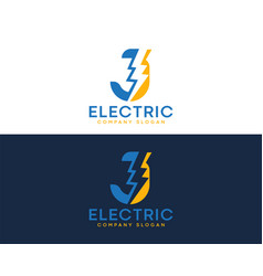 J Electric Letter Logo Design With Lighting Thunde