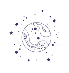 Planet In Cosmos With Stars And Dots Design