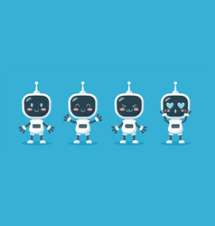 Cute Cartoon Robot Set Cheerful Android Character