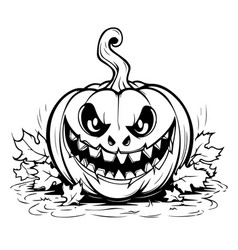 Evil Pumpkin Line Art For Coloring Book Page