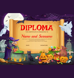 Halloween Kids Diploma With Cartoon Witch Candies