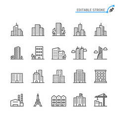 Building Line Icons Editable Stroke