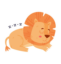 Funny Lion Character With Mane Sleeping