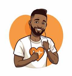 Happy African American Man Holding A Heart