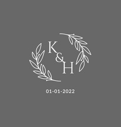 Initial Letter Kh Monogram Wedding Logo