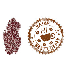 Mosaic Map Qatar Coffee Beans And Textured