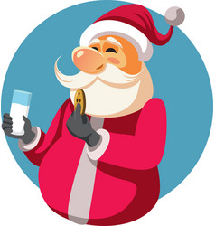 Santa Claus Having Some Milk And Cookies Cartoon