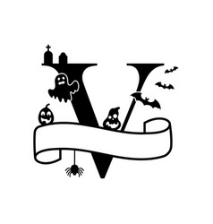 Cute Halloween Letter V Split Monogram Cartoon