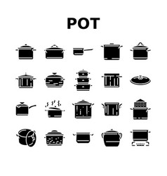 Pot Kitchen Food Pan Cooking Icons Set