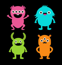 Cute Monster Set Happy Halloween Colorful